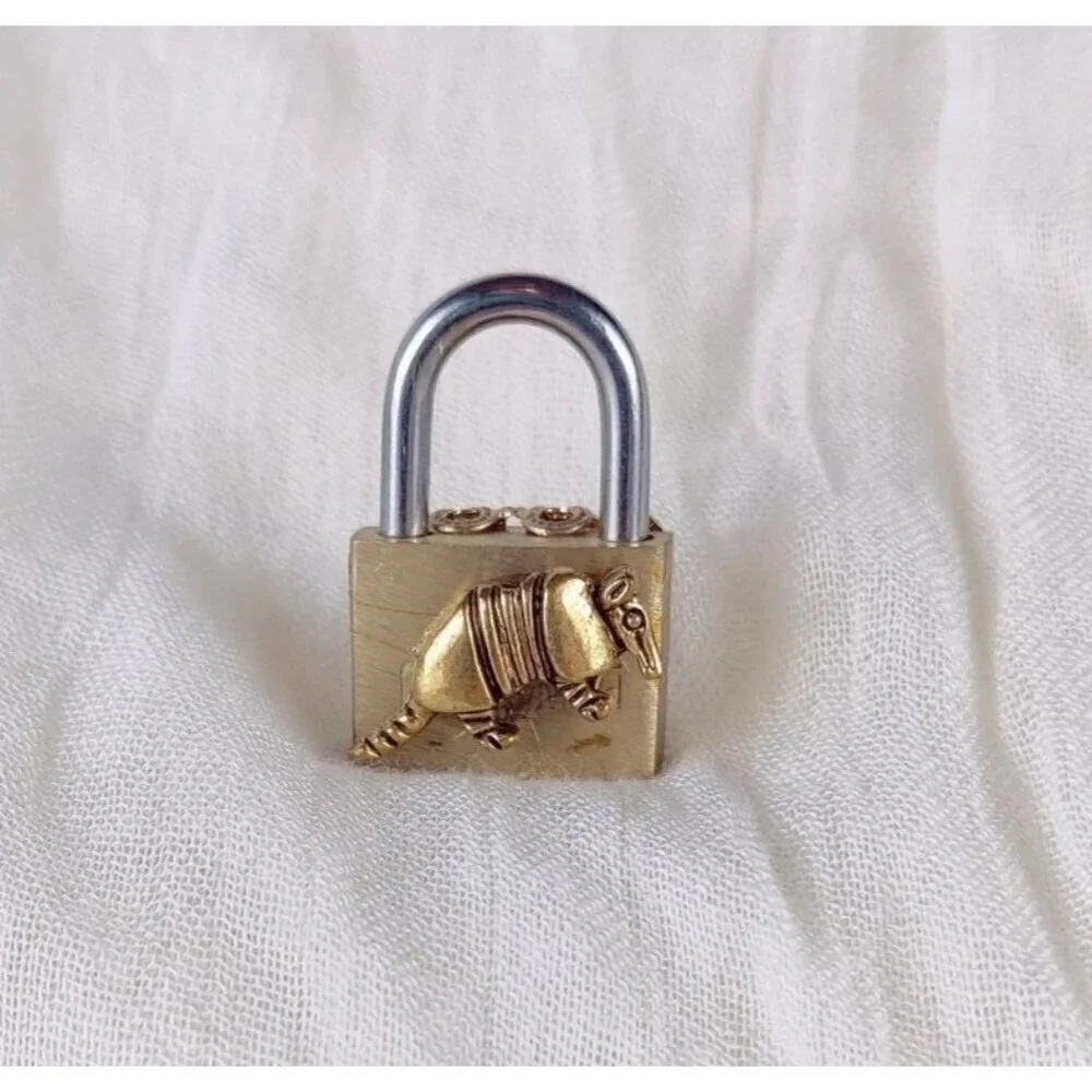 Steampunk Mini Padlock Upcycle Metal Filigree Armadillo Jewelry Key Cosplay